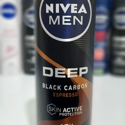 اسپری ضد تعریق مردانه نیوا دیپ ( نارنجی ) بلک کاربن اسپرسو حجم 150 میل ا Nivea Men Deep black carbon Espresso Spray 150ml