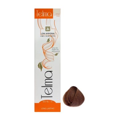 رنگ مو تلما مدل Low Ammonia شماره 7.58 حجم 100 میلی لیتر رنگ بلوند فندقی متوسط